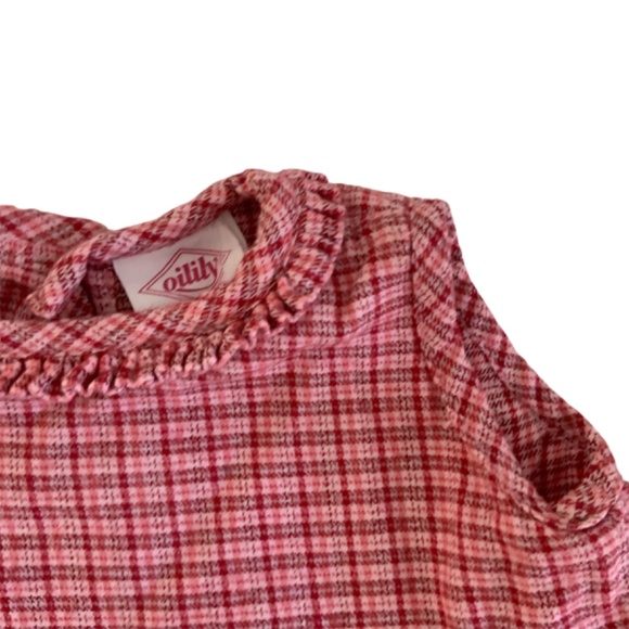 OLILY LAYERING APRON OR DRESS SZ 12 mo PLAID BUTTON BACK - Picture 3 of 3